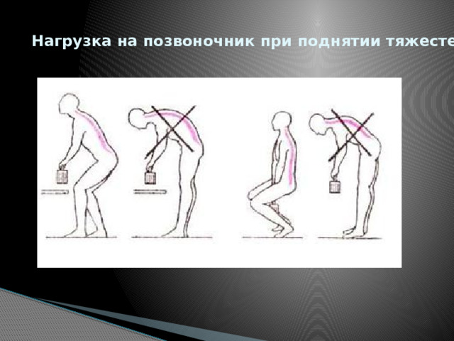 Нагрузка на позвоночник при поднятии тяжестей! 