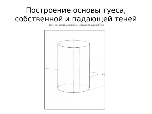 Построение основы туеса, собственной и падающей теней 