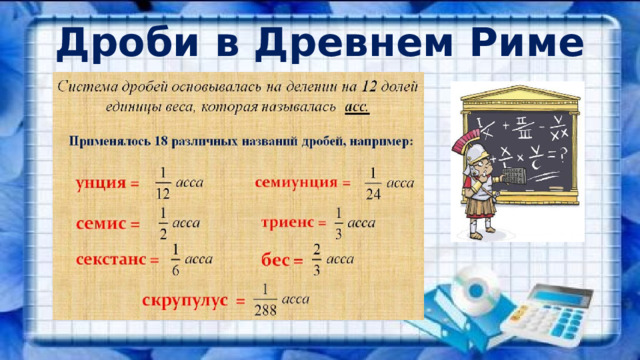 Дроби в Древнем Риме 