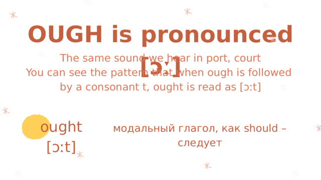7 ways to pronounce the combination OUGH