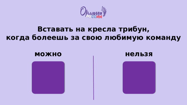 Вставать на кресла трибун, когда болеешь за свою любимую команду можно нельзя 