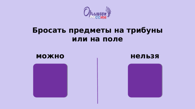 Бросать предметы на трибуны или на поле можно нельзя 