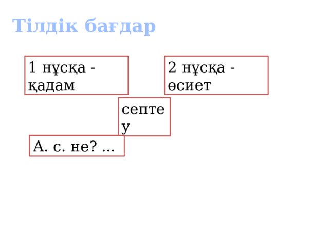 Тілдік бағдар 1 нұсқа - қадам 2 нұсқа - өсиет септеу А. с. не? ... 