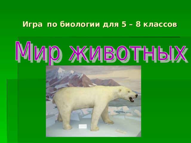 Интеллектуальная игра "Мир животных"