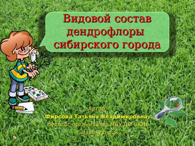 Видовой состав дендрофлоры  сибирского города Автор: Фирсова Татьяна Владимировна, педагог-организатор МБУ ДО СЮН г.Новокузнецк 