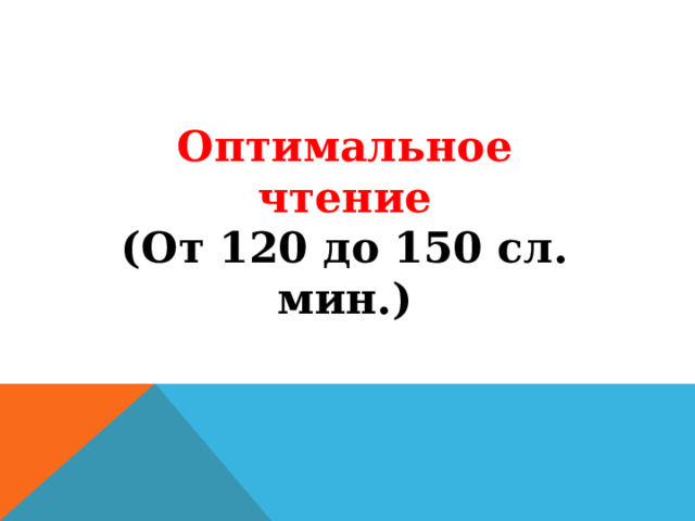   Оптимальное чтение (От 120 до 150 сл. мин.)   