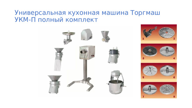 Универсальная кухонная машина Торгмаш УКМ-П полный комплект 