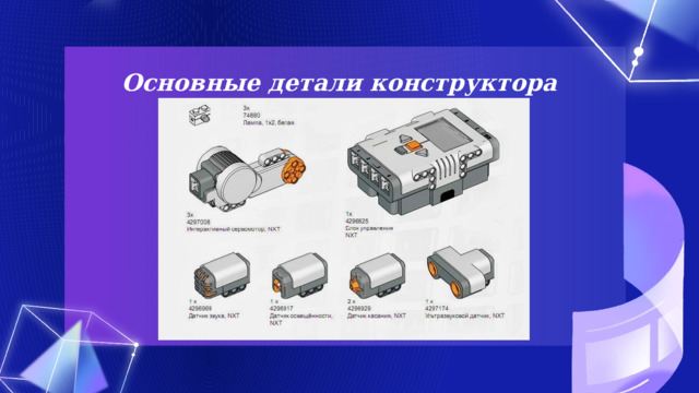Основные детали конструктора 