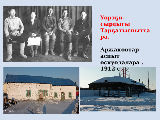 Үөрэҕи-сырдыгы Тарҕатыспыттара.  Аржаковтар аспыт оскуолалара . 1912 с . 