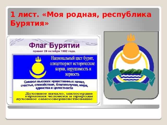 1 лист. «Моя родная, республика Бурятия» 
