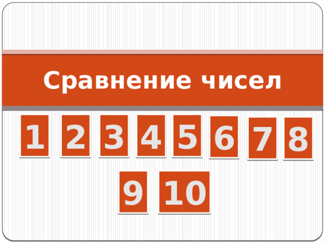 Сравнение чисел 1 2 3 4 5 6 7 8 9 10 