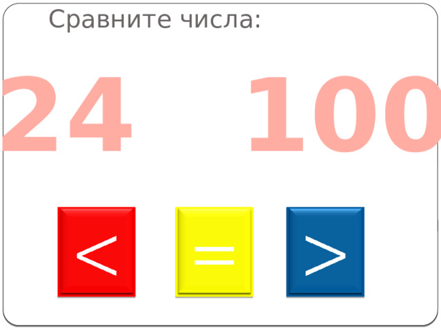 Сравните числа: 24 100       