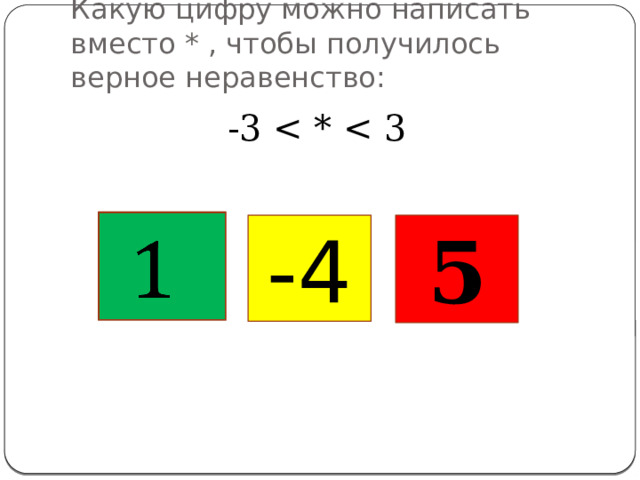 Какую цифру можно написать вместо * , чтобы получилось верное неравенство: -3   -4 5 
