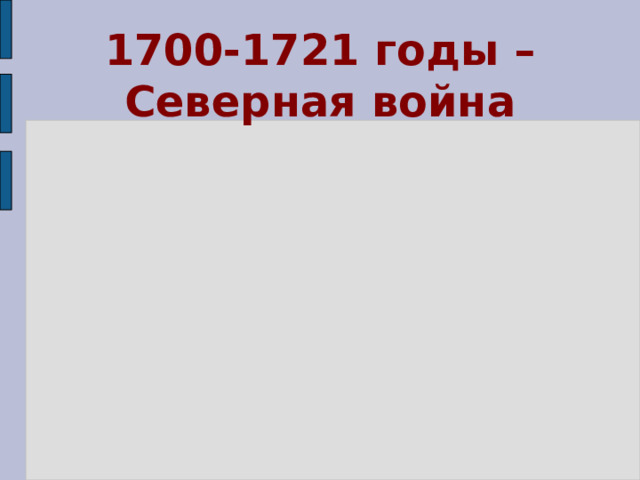 1700-1721 годы – Северная война 