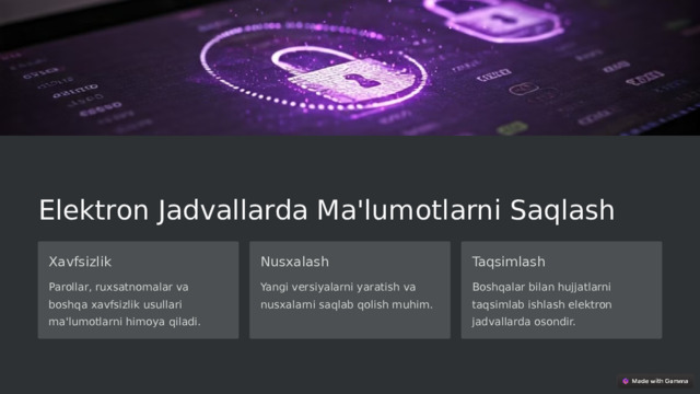 Elektron jadval tushunchasi