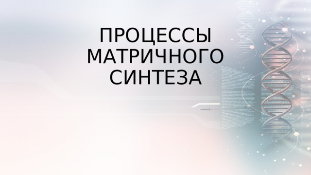ПРОЦЕССЫ МАТРИЧНОГО СИНТЕЗА 