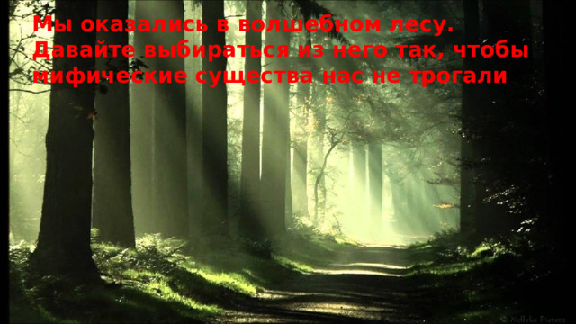 Мы оказались в волшебном лесу. Давайте выбираться из него так, чтобы мифические существа нас не трогали 