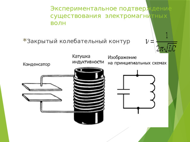 Экспериментальное подтверждение существования электромагнитных волн Закрытый колебательный контур 
