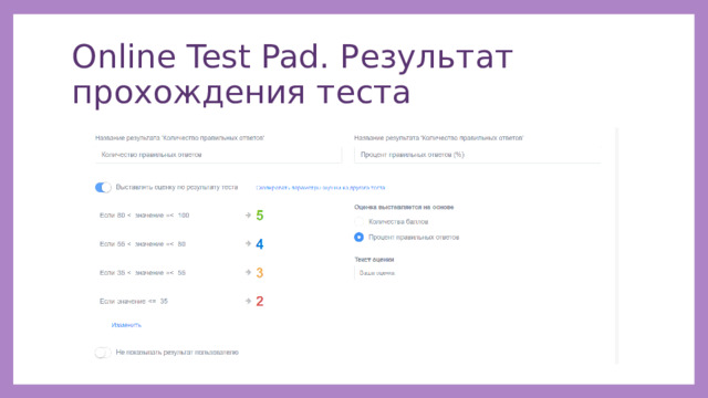 Online Test Pad. Результат прохождения теста 