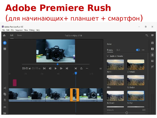 Adobe Premiere Rush  ( для начинающих+ планшет + смартфон ) 2023 г © Bolgova N.A 12 