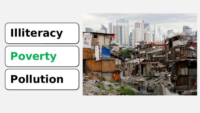 Illiteracy Illiteracy Poverty Poverty Pollution Pollution 