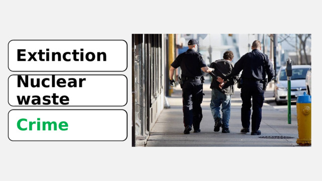 Extinction Extinction Nuclear waste Nuclear waste Crime Crime 