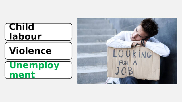 Child labour Child labour Violence Violence Unemployment Unemployment 