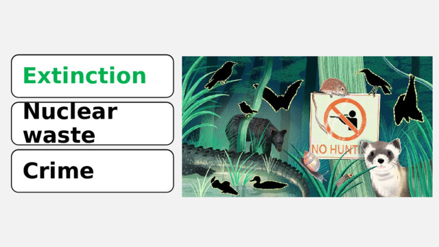 Extinction Extinction Nuclear waste Nuclear waste Crime Crime 