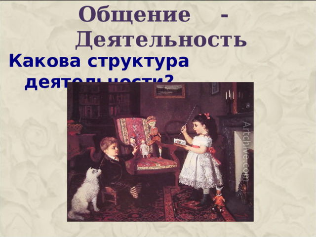 Общение - Деятельность Какова структура деятельности?   