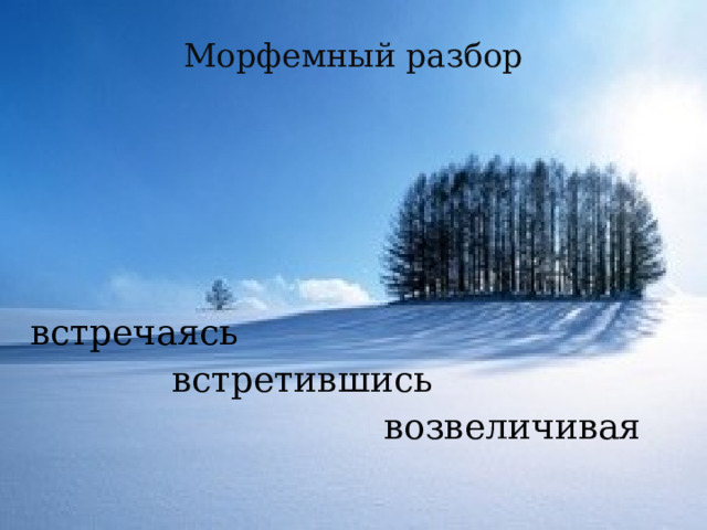 Морфемный разбор встречаясь   встретившись      возвеличивая 