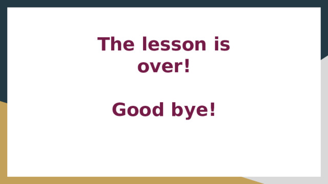 The lesson is over!  Good bye! 