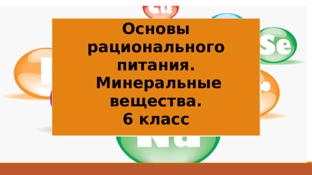 Основы рационального питания.   Минеральные вещества. 6 класс  