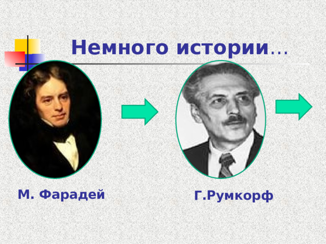 Немного истории … Г.Румкорф М. Фарадей 