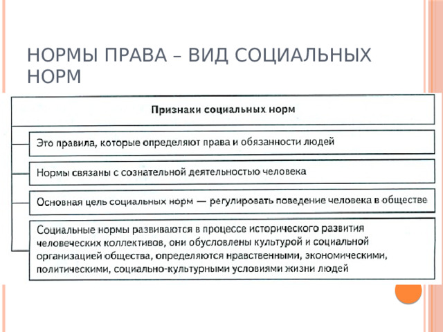 Нормы права – вид социальных норм 