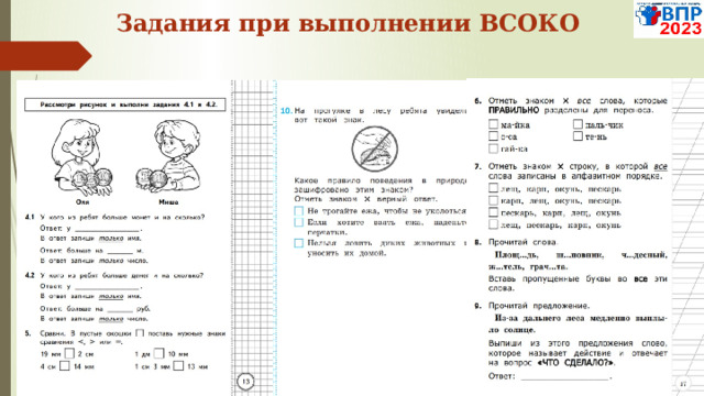 Задания при выполнении ВСОКО  