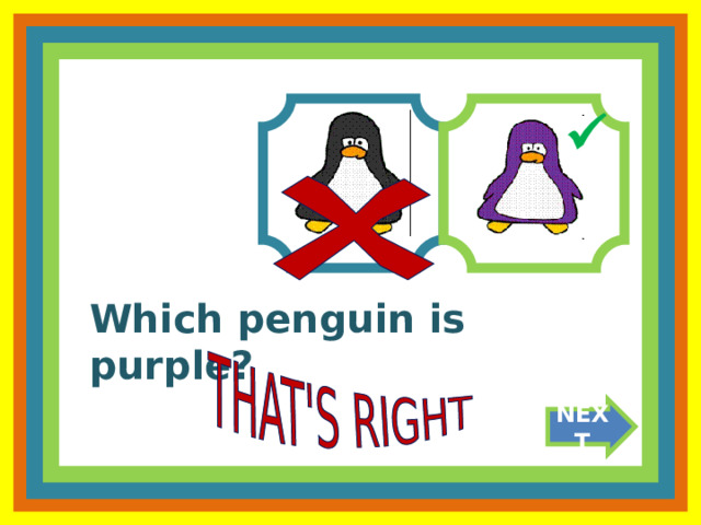  Which penguin is purple? NEXT 
