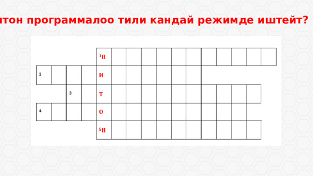 Питон программалоо тили кандай режимде иштейт? 
