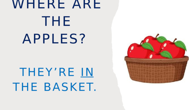 Where are the apples? They’re in the basket. 