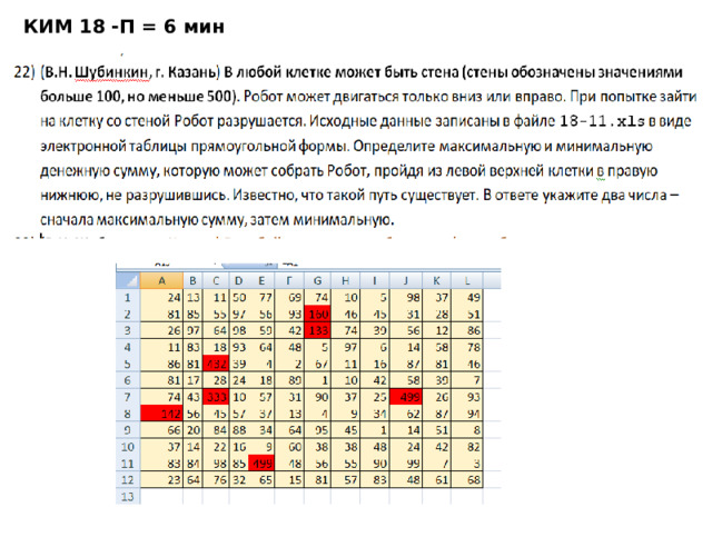 КИМ 18 -П = 6 мин 