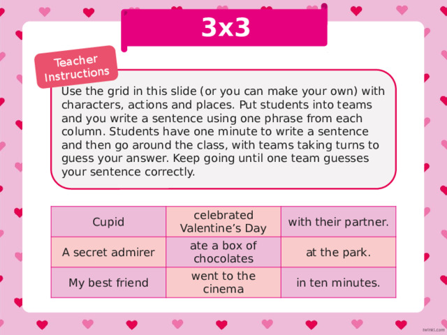 Click on the picture and try to speak for 60 seconds about what you might do in this situation You propose to your partner on Valentine’s Day and they say no! Click the picture to reveal your scenario Try to speak for 60 seconds! Next Back to main slide 