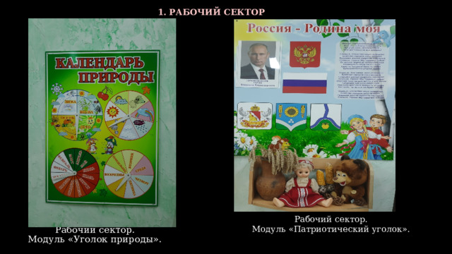 1. РАБОЧИЙ СЕКТОР  Рабочий сектор. Модуль «Патриотический уголок».  Рабочий сектор. Модуль «Уголок природы».  