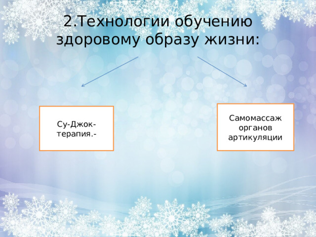 2.Технологии обучению здоровому образу жизни: Самомассаж органов артикуляции Су-Джок-терапия .- 