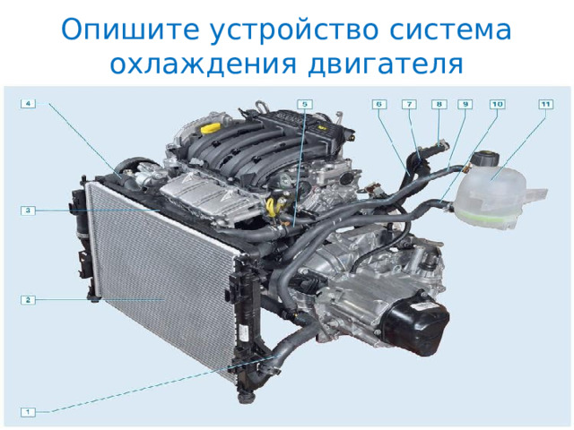 Опишите устройство система охлаждения двигателя 
