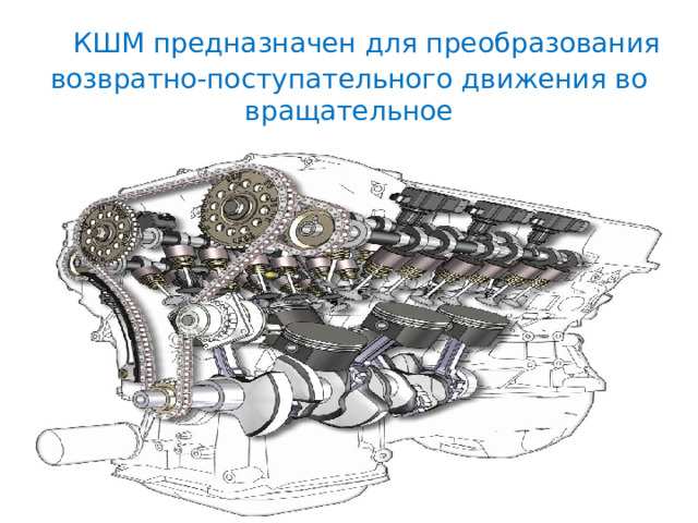  КШМ предназначен для преобразования возвратно-поступательного движения во вращательное 