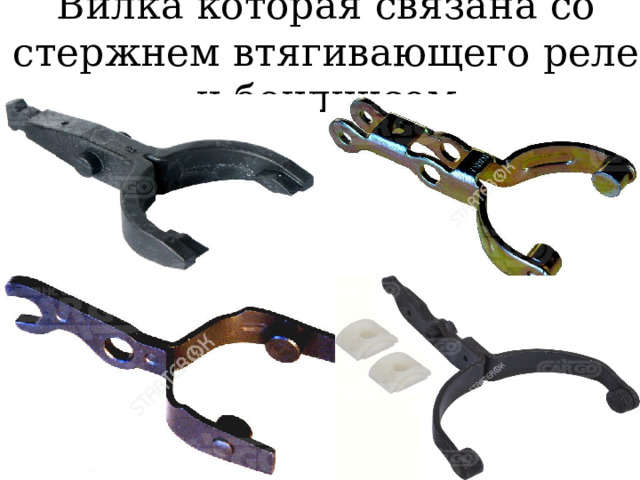 Вилка которая связана со стержнем втягивающего реле и бендиксом 