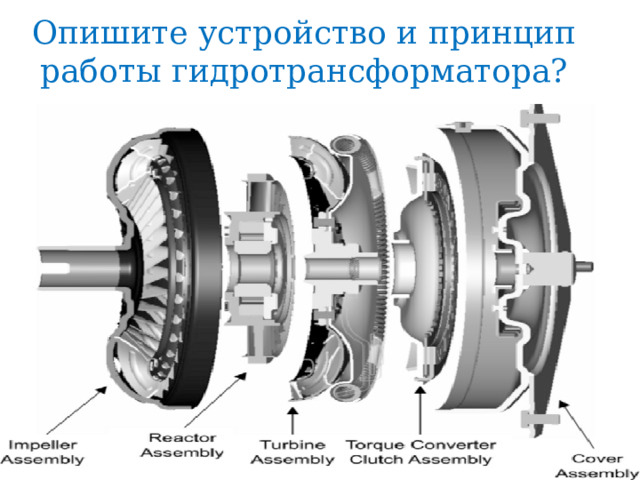 Опишите устройство и принцип работы гидротрансформатора? 