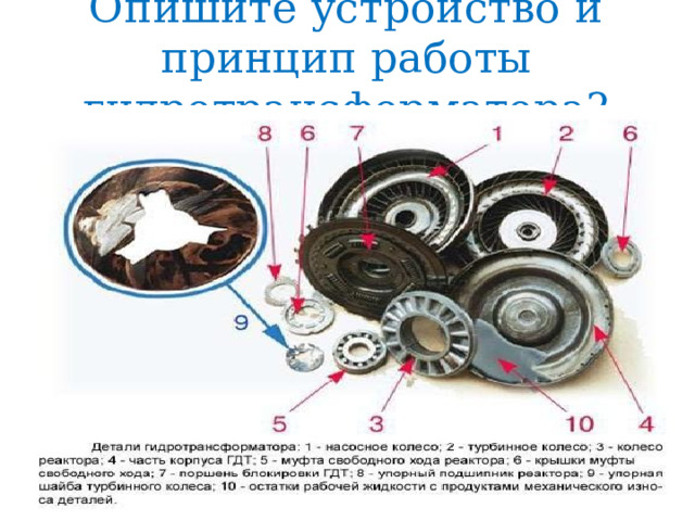Опишите устройство и принцип работы гидротрансформатора? 