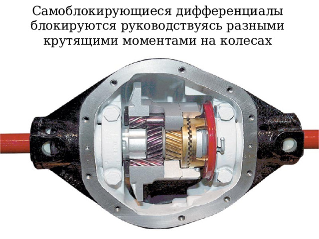 Самоблокирующиеся дифференциалы блокируются руководствуясь разными крутящими моментами на колесах  
