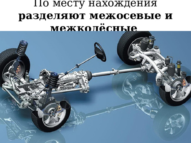 По месту нахождения разделяют межосевые и межколёсные   