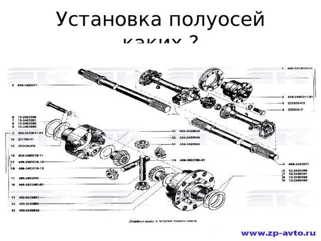 Установка полуосей каких ? 